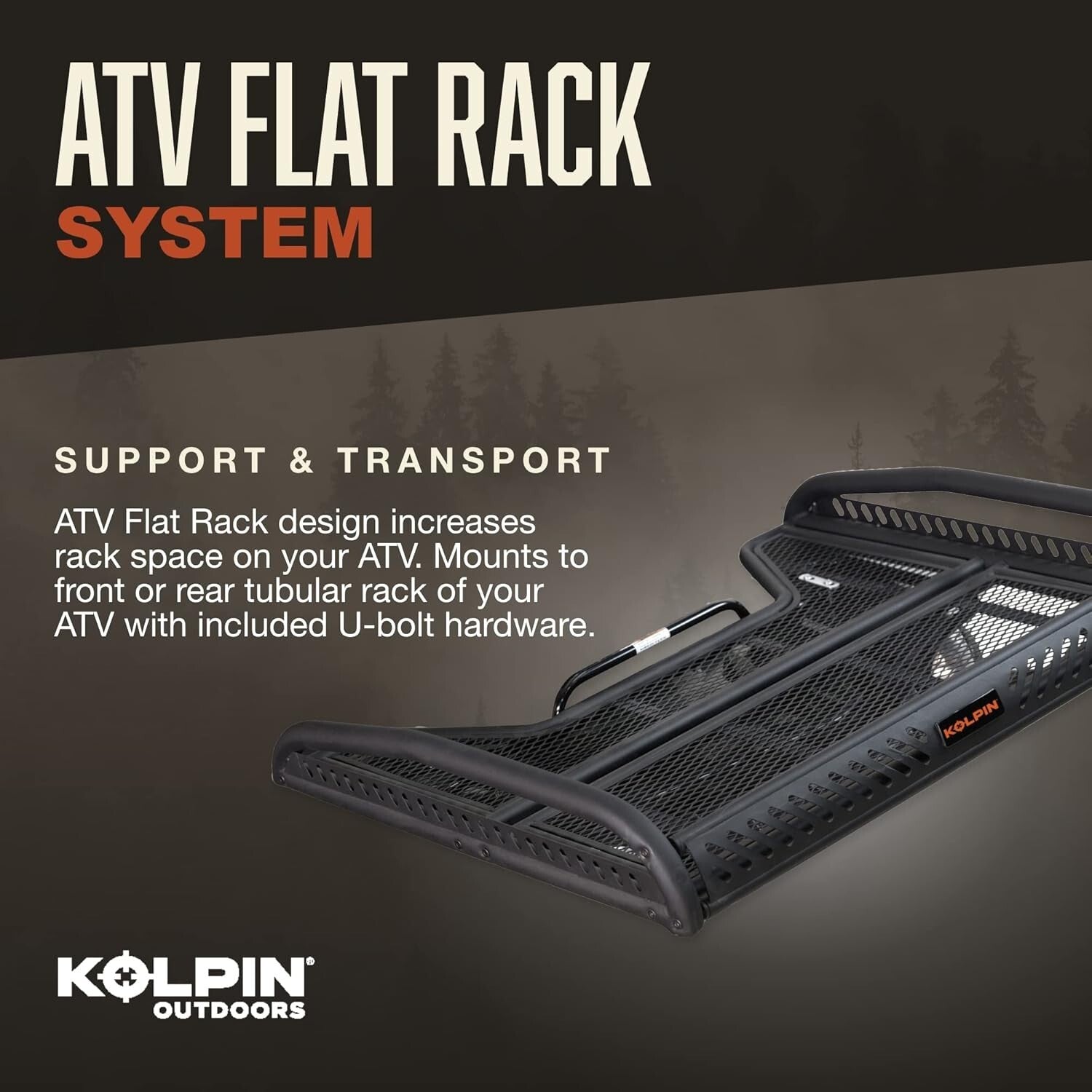 Versatile Black ATV Flat Rack, 110-220 lbs Load Capacity - Easy U-Bolt Mounting