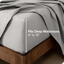 Load image into Gallery viewer, Luxuriously Soft 100% Cotton Flannel Queen Sheet Set - Deep Pocket Light Grey