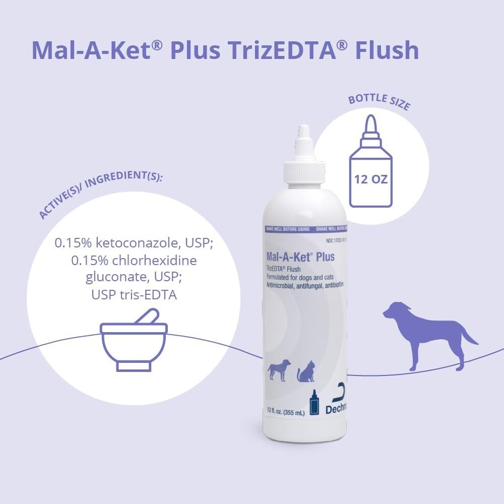 Safe Plus TrizEDTA Ear & Skin Flush for Dogs & Cats - Made in the USA, 12 oz