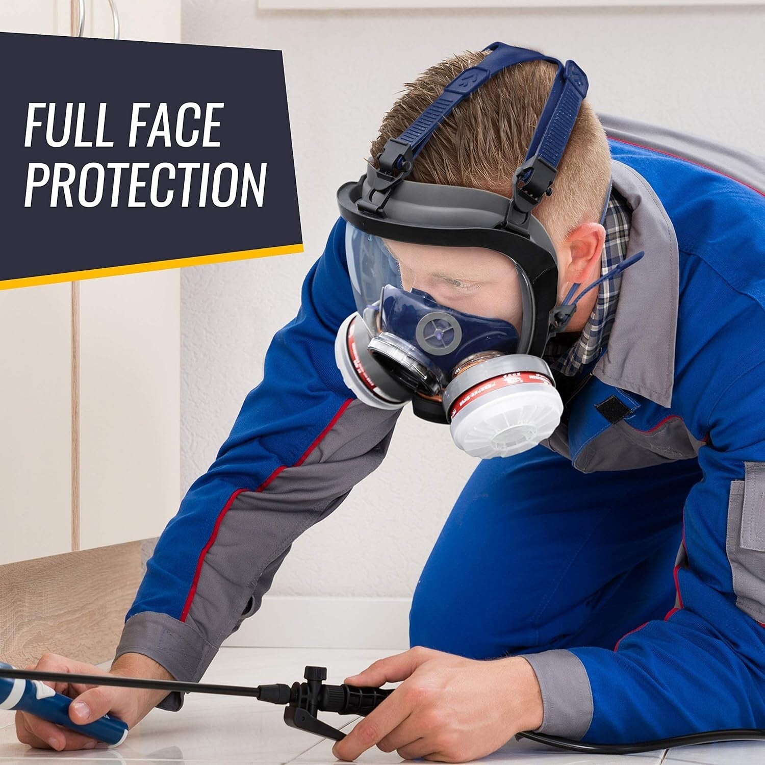 Full Face Organic Vapor Respirator with Anti-Fog Lens - Heavy Duty Protection