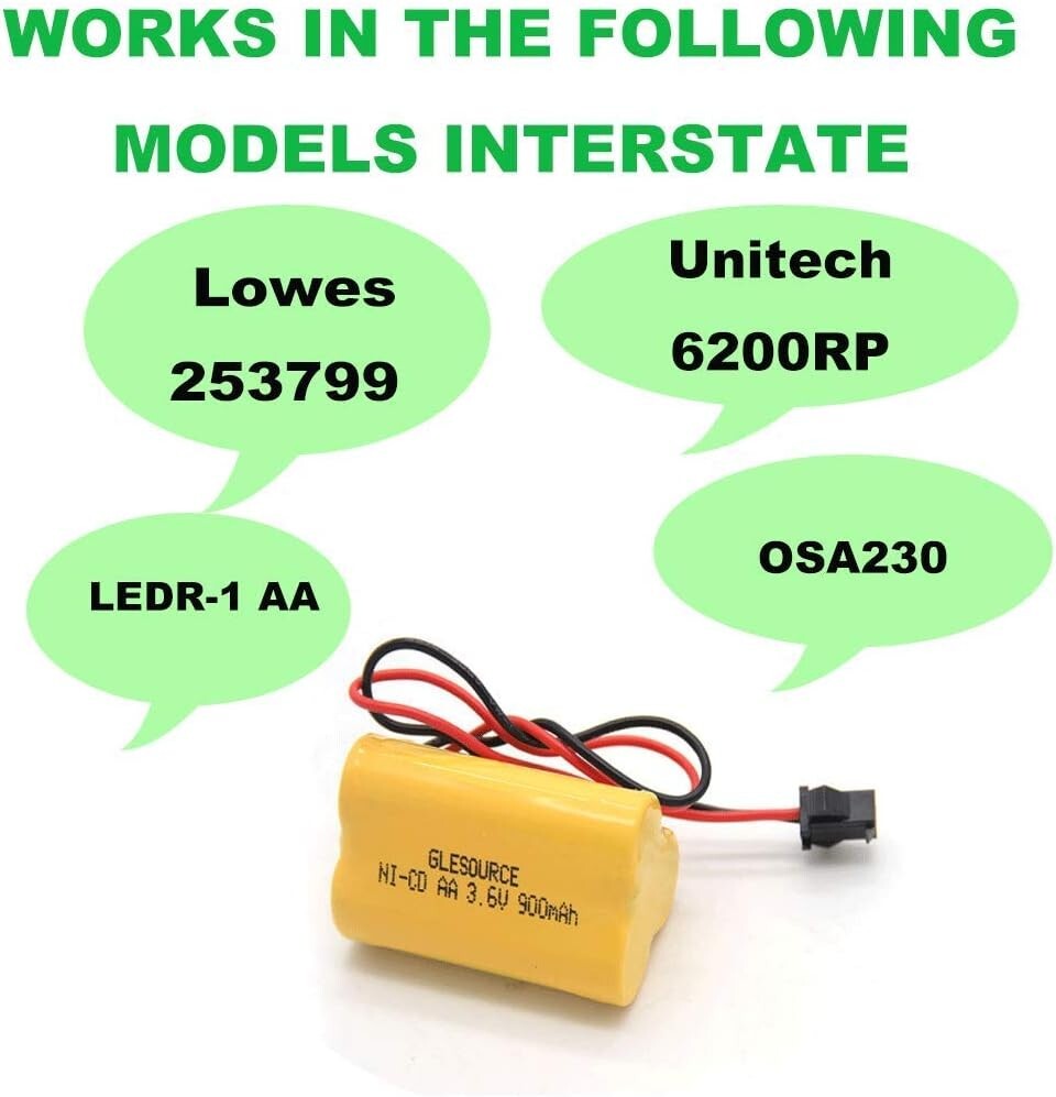Durable 3.6V 900mAh Emergency Light Battery for Lithonia, Unitech & Interstate