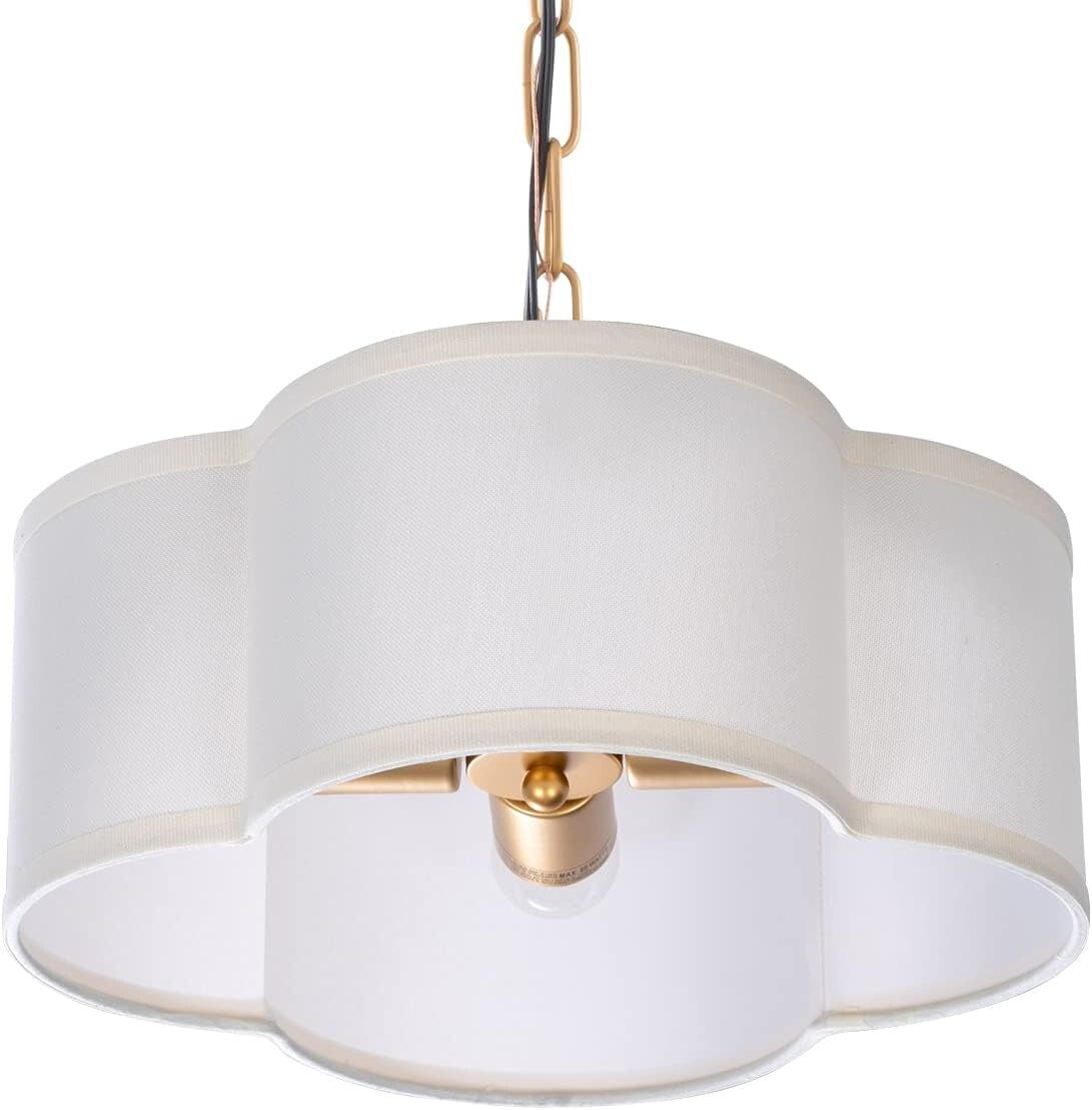 Elegant Modern Farmhouse Chandelier with Dimmable 4-Light Pendant in Off-White