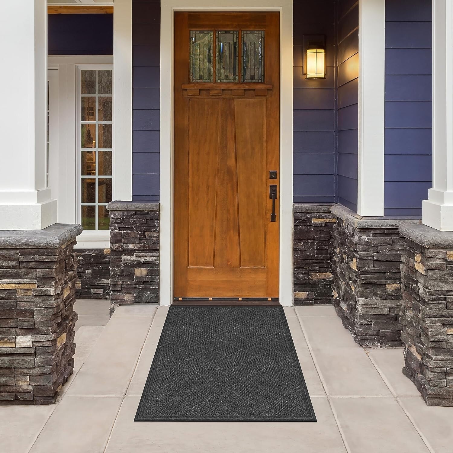 Stylish 3x5 Charcoal Doormat with Needle Punched Weave - Ideal for Entryways