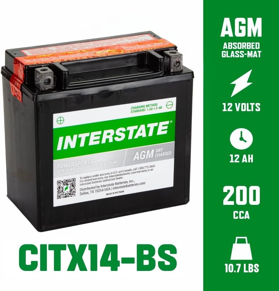 Maintenance-Free Powersport AGM Battery - Easy Install for Motorcycles & UTVs