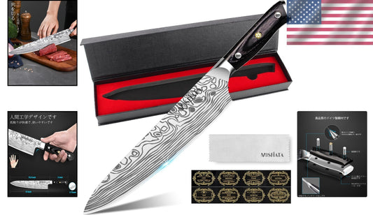 Chef Knife 10-Inch - Forged Stainless Steel with Comfortable Micarta Handle