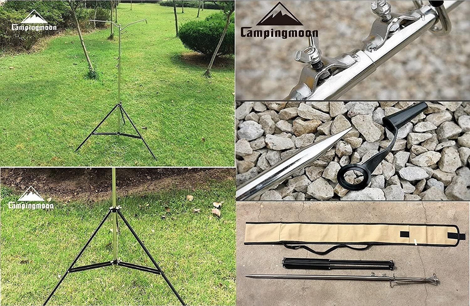 Camp-Ready Durable Lantern Stand with Dual Hooks & Tripod Design - D-240, D-243