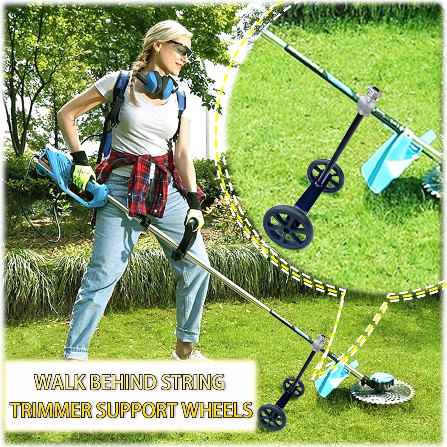 Lightweight 19.48" Trimmer Support Wheel: Ideal for Effortless Yard Maintenance