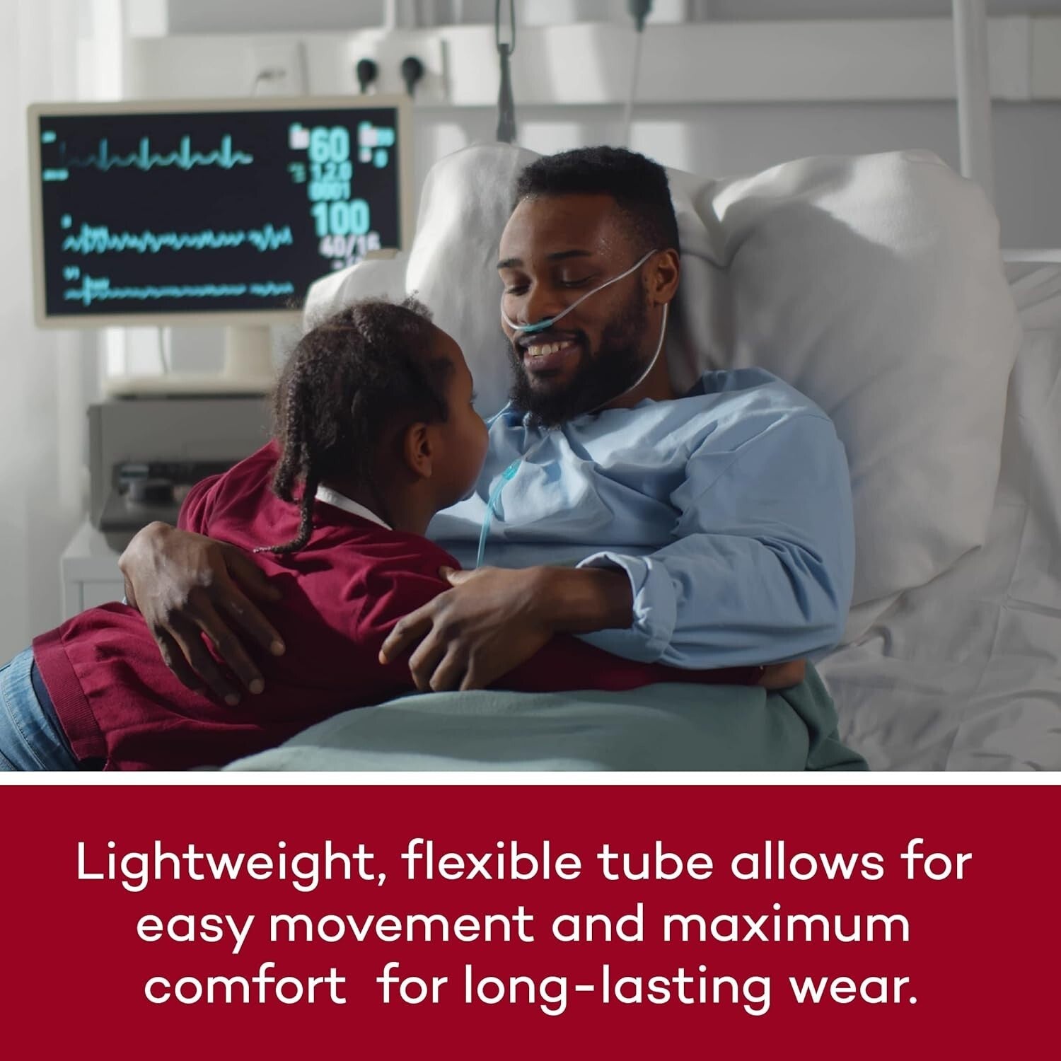 7ft Lightweight Nasal Cannula with Crush Resistant Design – 50 Pack for Adults