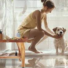 Load image into Gallery viewer, 24-Inch Teak Wood Waterproof Shower Bench with Storage Shelf &amp; Adjustable Feet