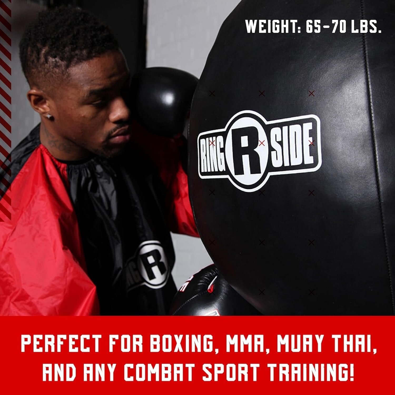 Enhanced Boxing & MMA Heavy Bag - Military-Grade Leather, 65lbs, Chain Included