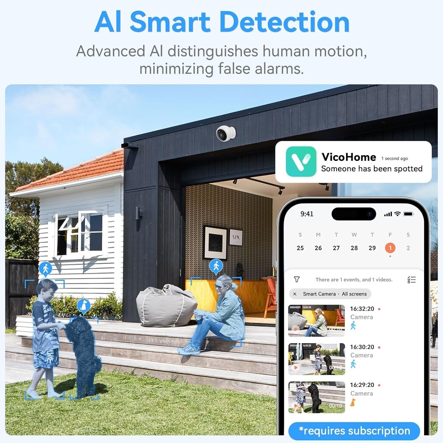 2-Pack 2K Wireless Security Cameras with AI Motion Detection & Night Vision