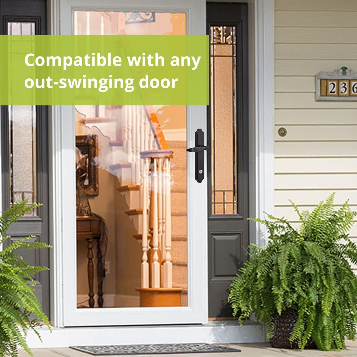 Surface Mount Storm Door Lever Handle with Lock - Fits 1" to 1.5" Thick Doors