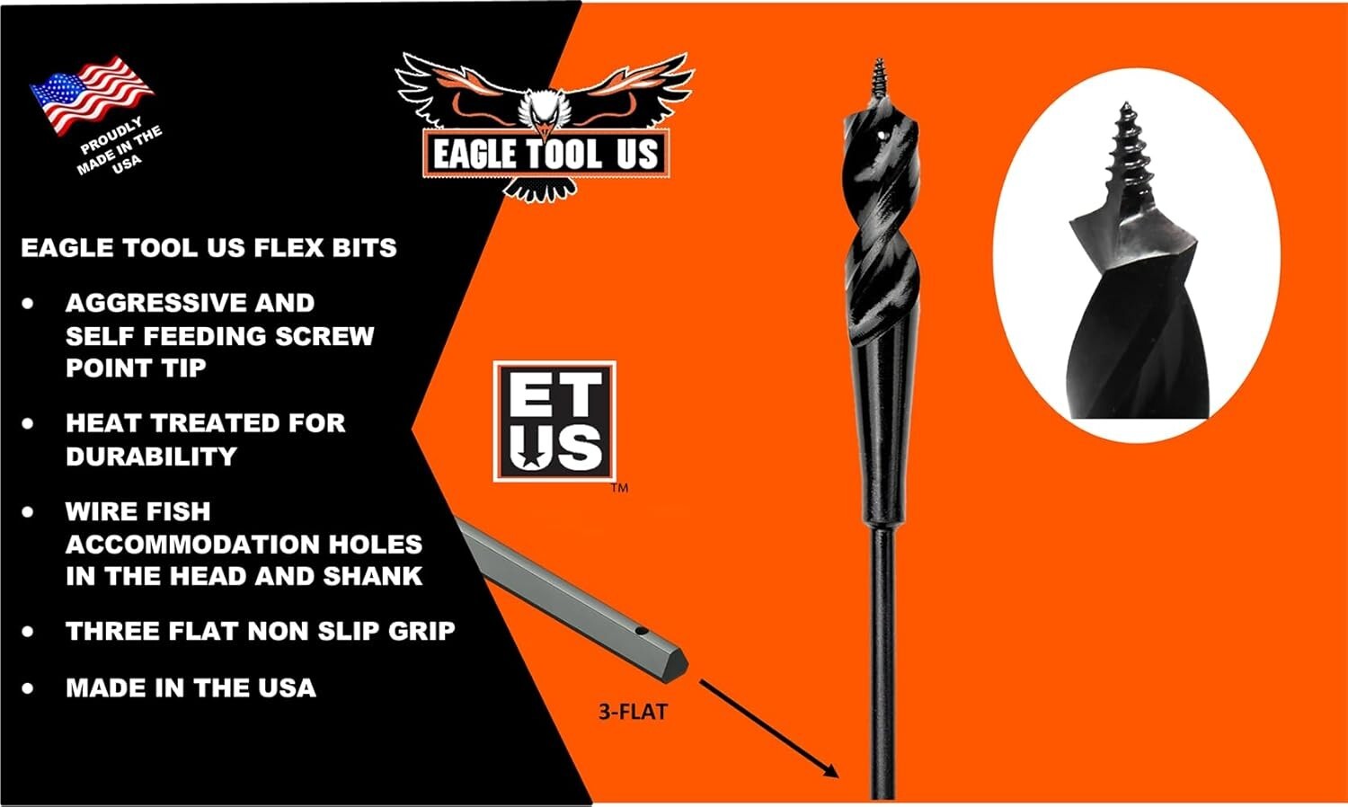 Self-Feeding Screw Point Installer Drill Bit, 1/4-Inch Shank, 54 Inches Long