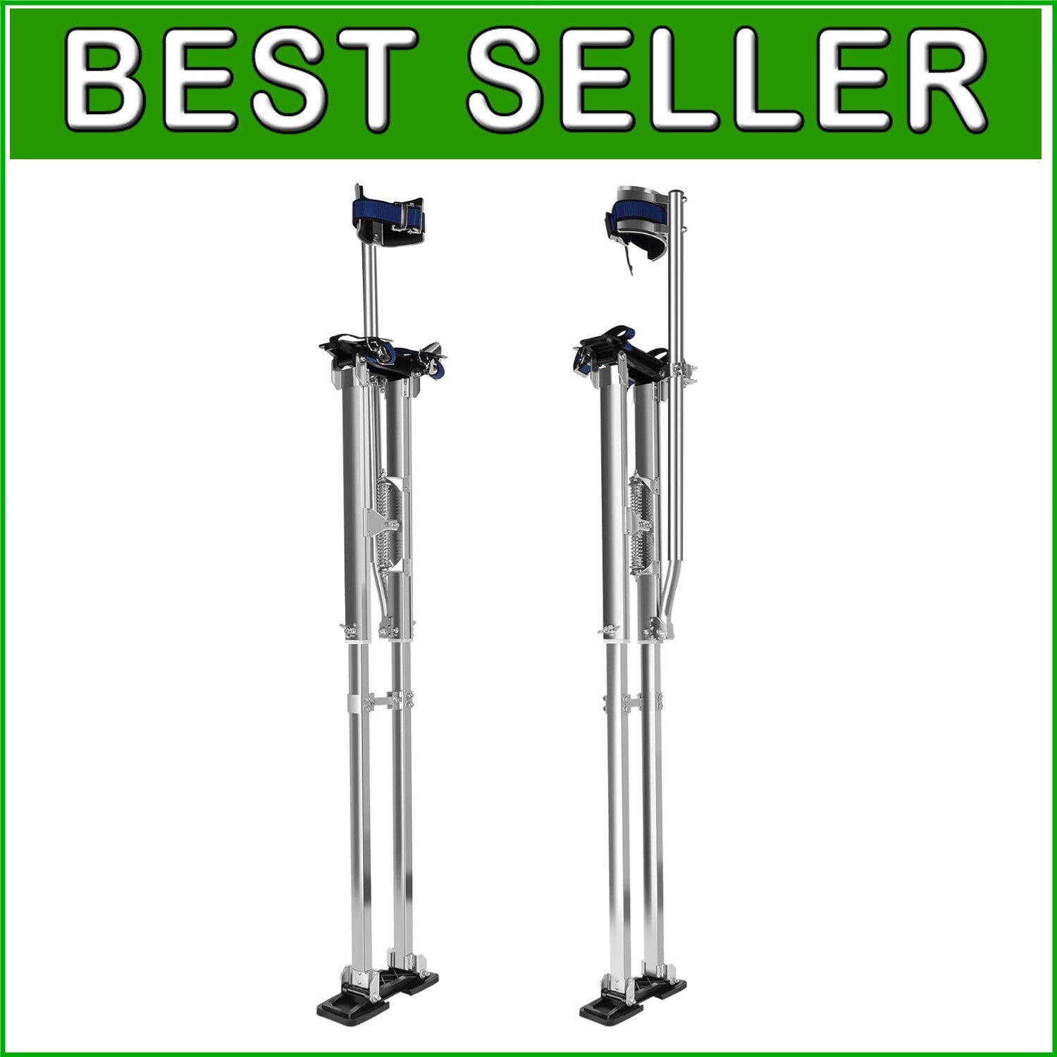 48-64" Adjustable Aluminum Drywall Stilts with Knee Pads - For Safe Painting