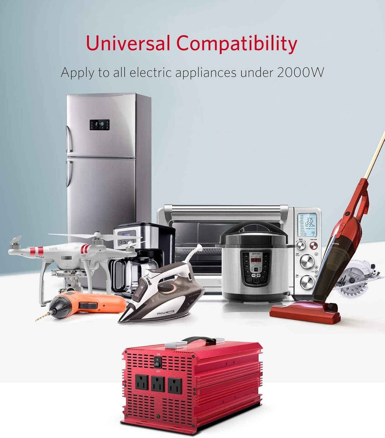 2000W Car Power Inverter with 3 AC Outlets - Durable for Camping & Outdoor Use