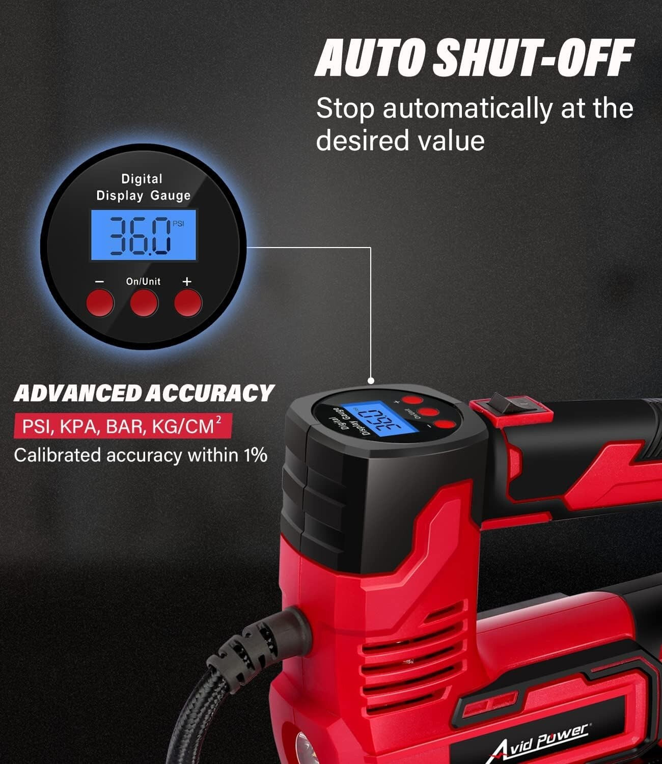 Rechargeable Air Compressor with LED Light - Ideal for Tires & Inflatables