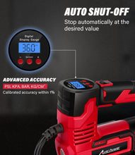 Load image into Gallery viewer, Rechargeable Air Compressor with LED Light - Ideal for Tires &amp; Inflatables