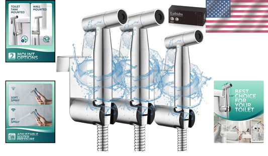 Elegant Bidet Sprayer Set with Dual Mounting - 3 Brushed Nickel Units Included