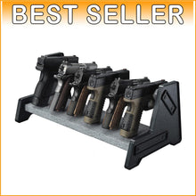 Load image into Gallery viewer, Compact Handgun Holder with Sculpted Wooden Rests - Fits Full Size and Revolvers