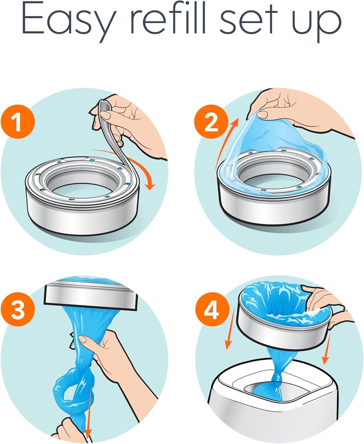 Discreet 270 Count Diaper Pail Refills - Unscented with Antimicrobial Protection