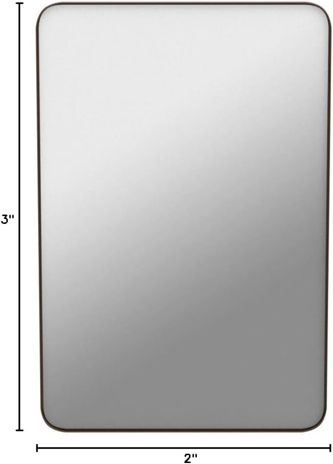 Brushed Bronze Bathroom Mirror, 24"x36" Rounded Rectangle, Stainless Steel Frame
