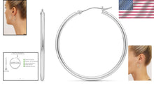 Load image into Gallery viewer, Chic 14k White Gold Round Hoop Earrings - 35mm Lightweight Style for Everyday