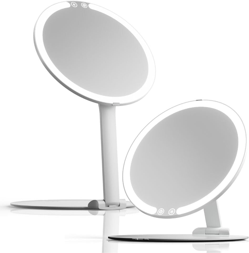 8" Foldable Makeup Mirror with LED Light - Perfect Travel Beauty Essential