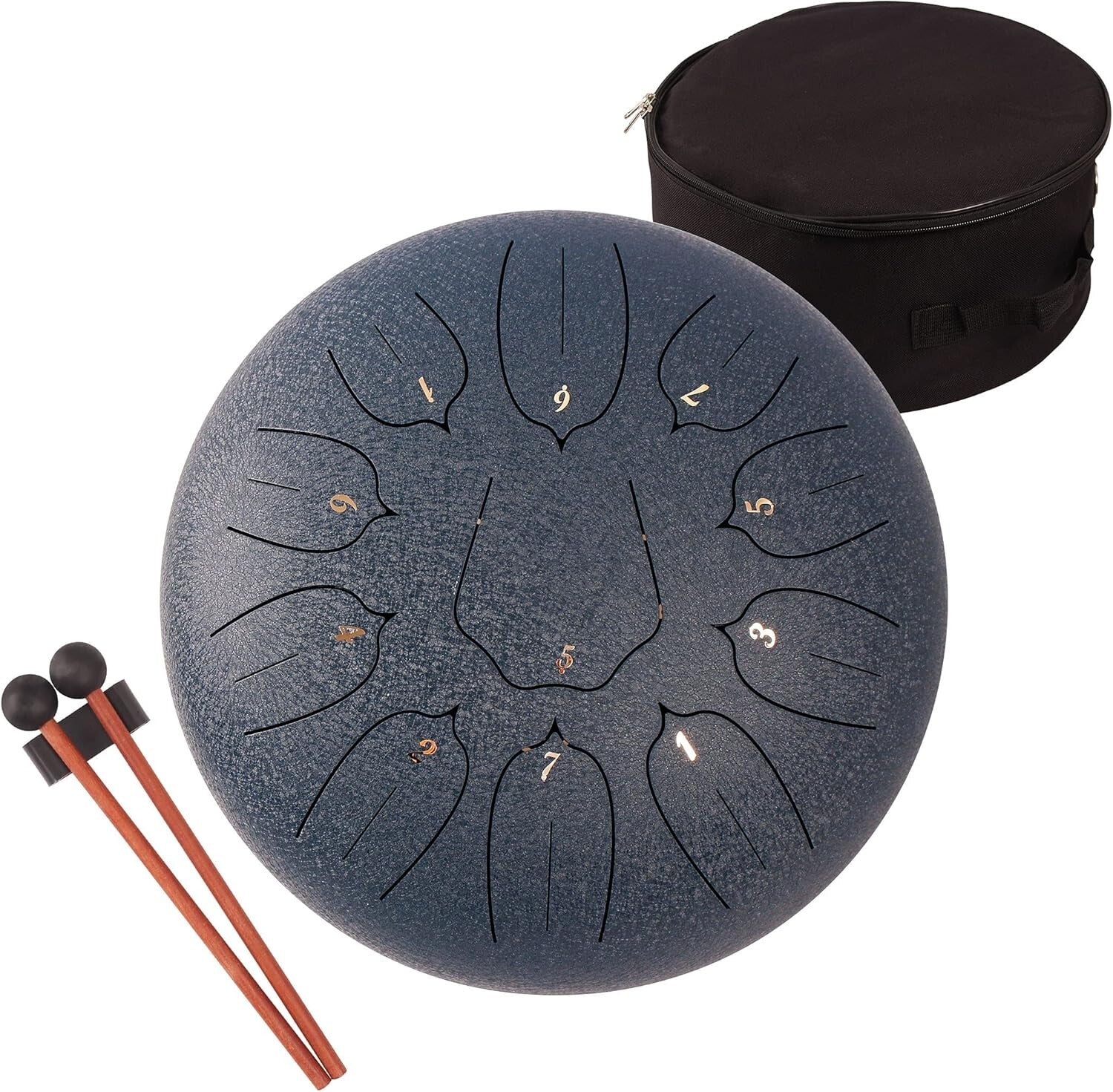 Beginner-Friendly 12" Steel Tongue Drum - Dark Blue for Meditation & Therapy