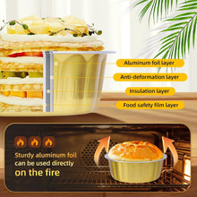 Load image into Gallery viewer, Professional-Grade 120-Pack Gold Round Baking Cups with Lids - 8oz Capacity