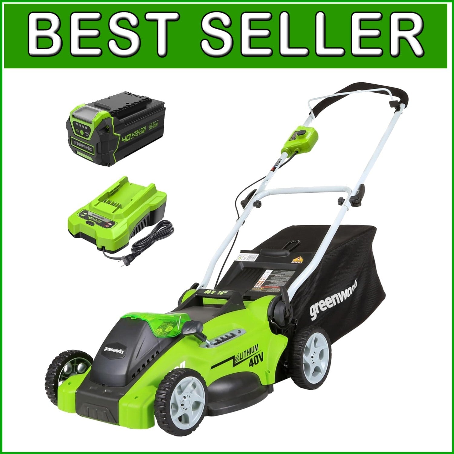 Efficient 40V Cordless Lawn Mower - Lightweight, Quick Start, 45-Minute Runtime