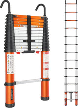 Load image into Gallery viewer, Lightweight 12.5 FT Aluminum Telescoping Ladder with One-Button Safety Closure