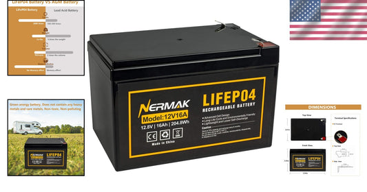 12V 16Ah Lithium Battery with 2000+ Cycles – Ideal for Eco-Friendly Power Supply