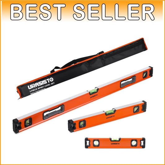 Durable Aluminum Spirit Level Set 12", 20", 40" - High Accuracy with Carry Bag