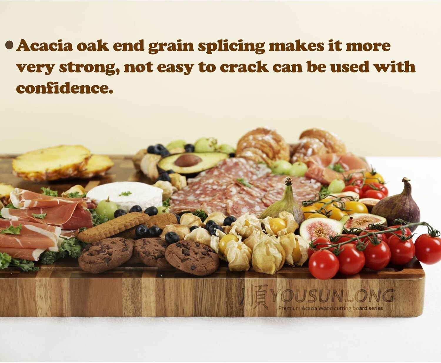 Extra Large Reversible Cutting Board - Acacia & Oak - Perfect for Meat & Cheese