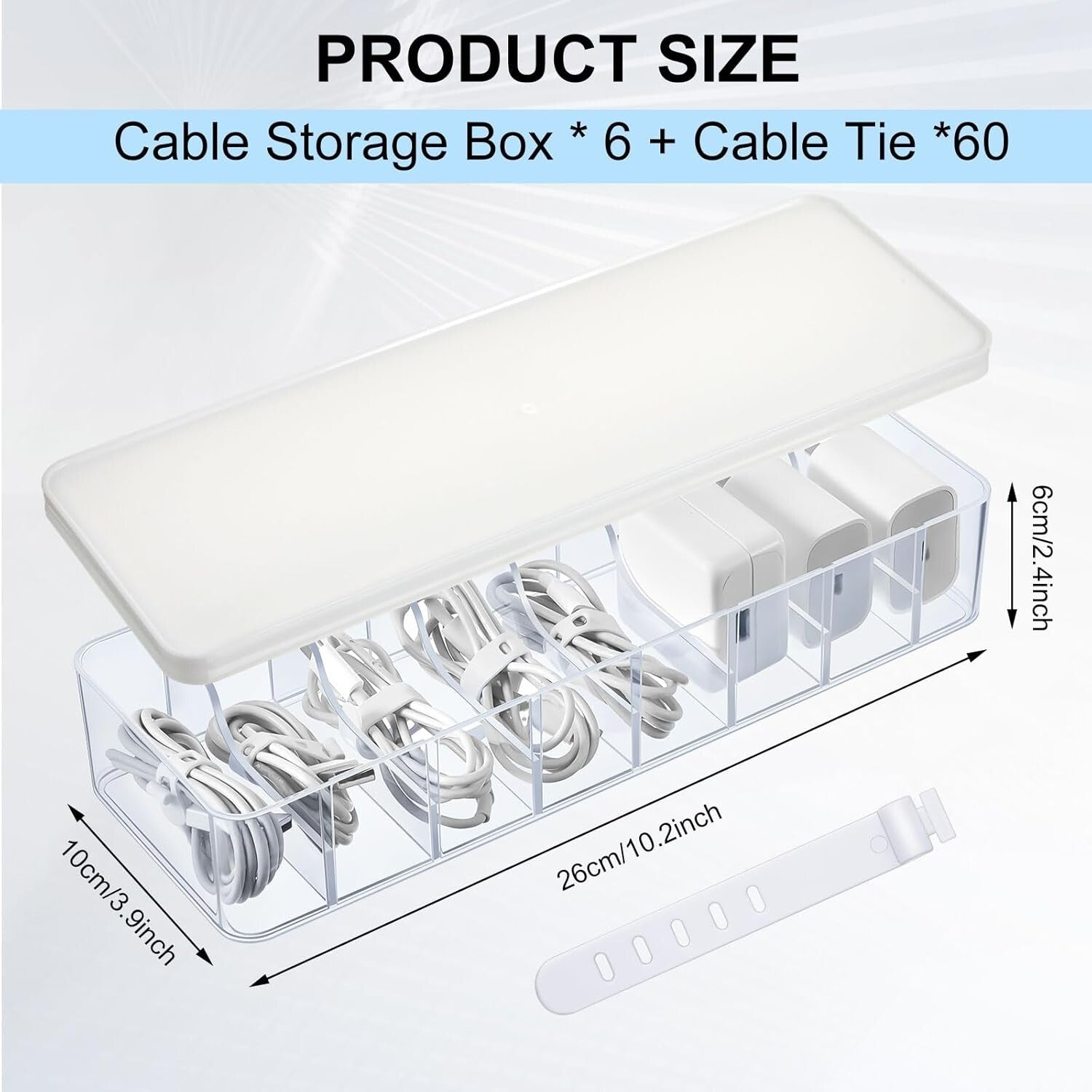 Multi-Functional Clear Cord Storage Box - Ideal for Cables and Office Supplies