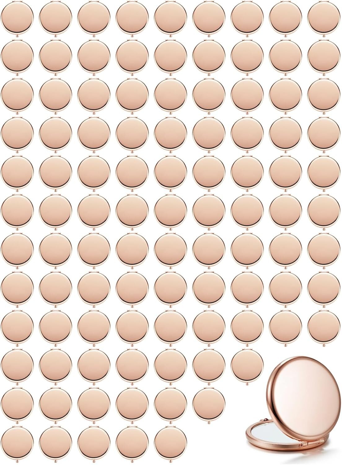 Customizable Rose Gold Mini Mirrors Set - 100 Double-Sided for Weddings & Gifts