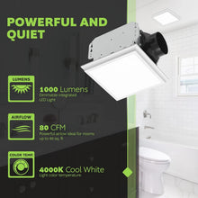 Load image into Gallery viewer, Homewerks 80 CFM Bathroom Fan with LED Light - Stylish &amp; Quiet Airflow Solution
