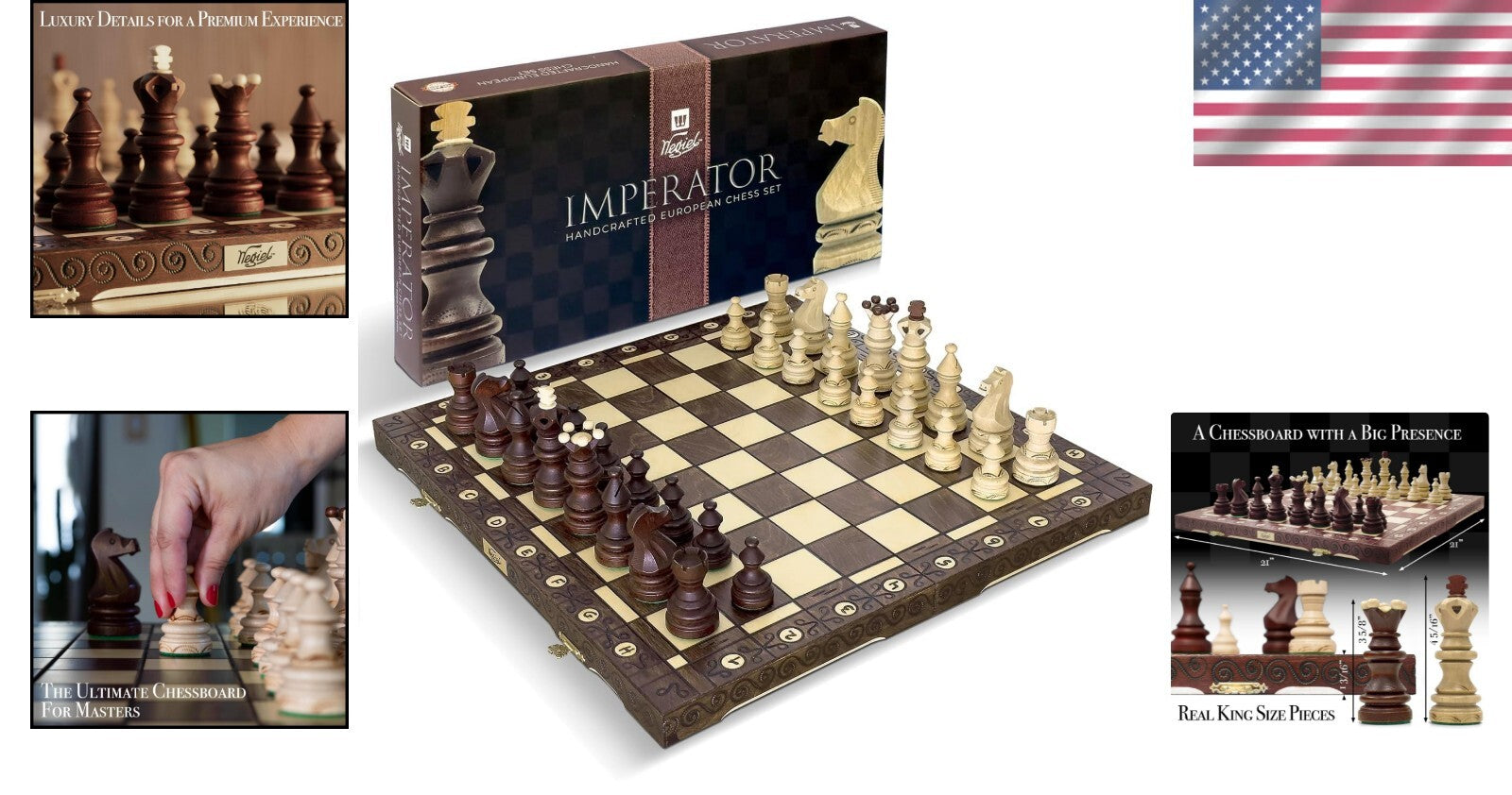 Exquisite 21-Inch Beech and Birch Wood Chess Set - Perfect Gift for Enthusiasts