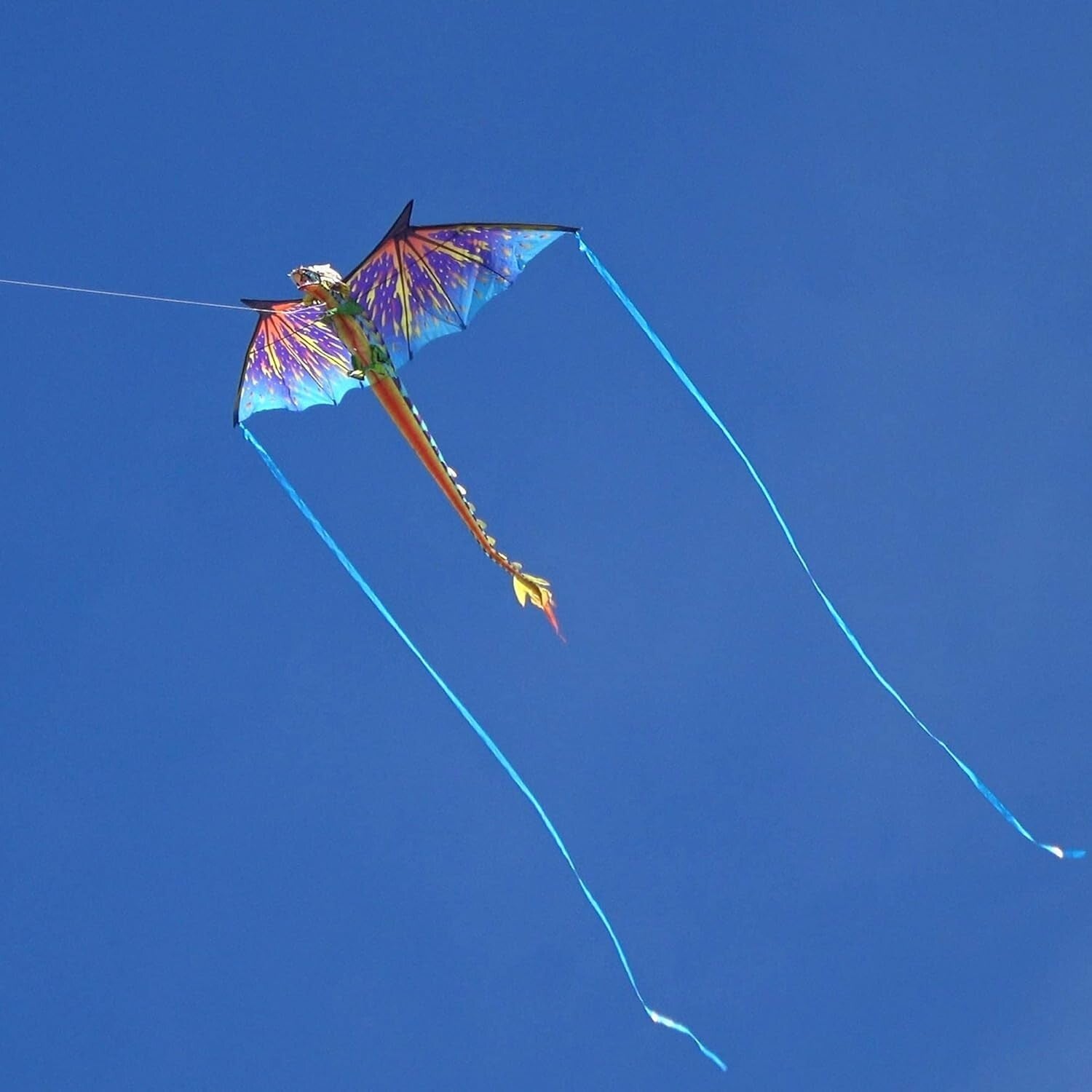 Large 76" Blue Dragon Kite - Perfect for Family Fun & Outdoor Adventures