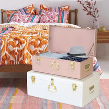 Load image into Gallery viewer, Stylish Pink &amp; White Decorative Storage Box Set of 2 - Metal Trunks