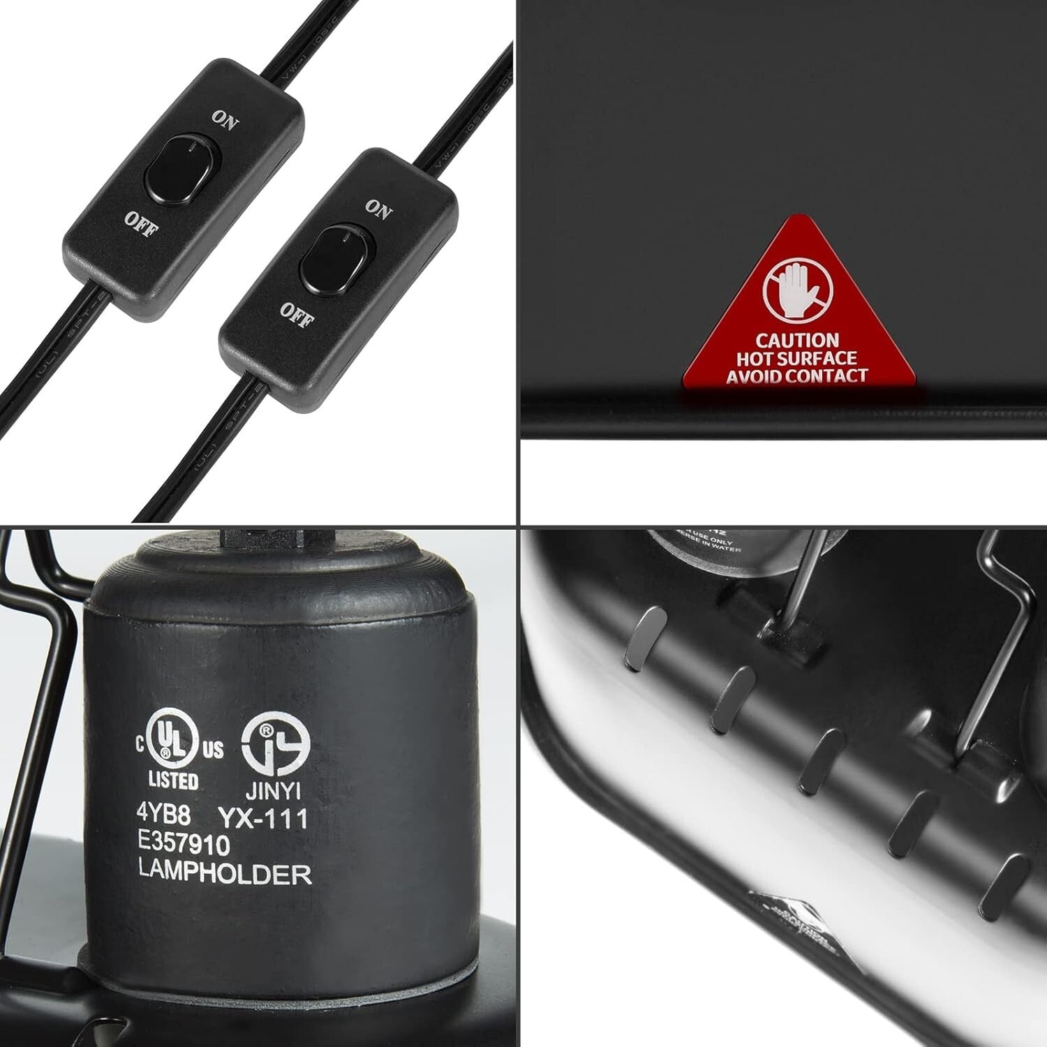 Premium Aluminum Dual Heat Lamp for Reptiles with 60W Basking & Infrared Light