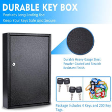 Load image into Gallery viewer, Secure Black Metal Key Holder Cabinet with 200 Tags &amp; Easy Wall Mount Features