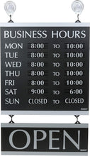 Load image into Gallery viewer, Professional Black &amp; Silver Business Hours Sign - 208-3/4 Characters Included