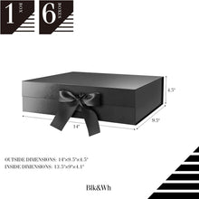 Load image into Gallery viewer, Stylish 13.5x9x4.1 Inch Black Gift Boxes with Magnetic Closure &amp; Ribbon - 6 Pack