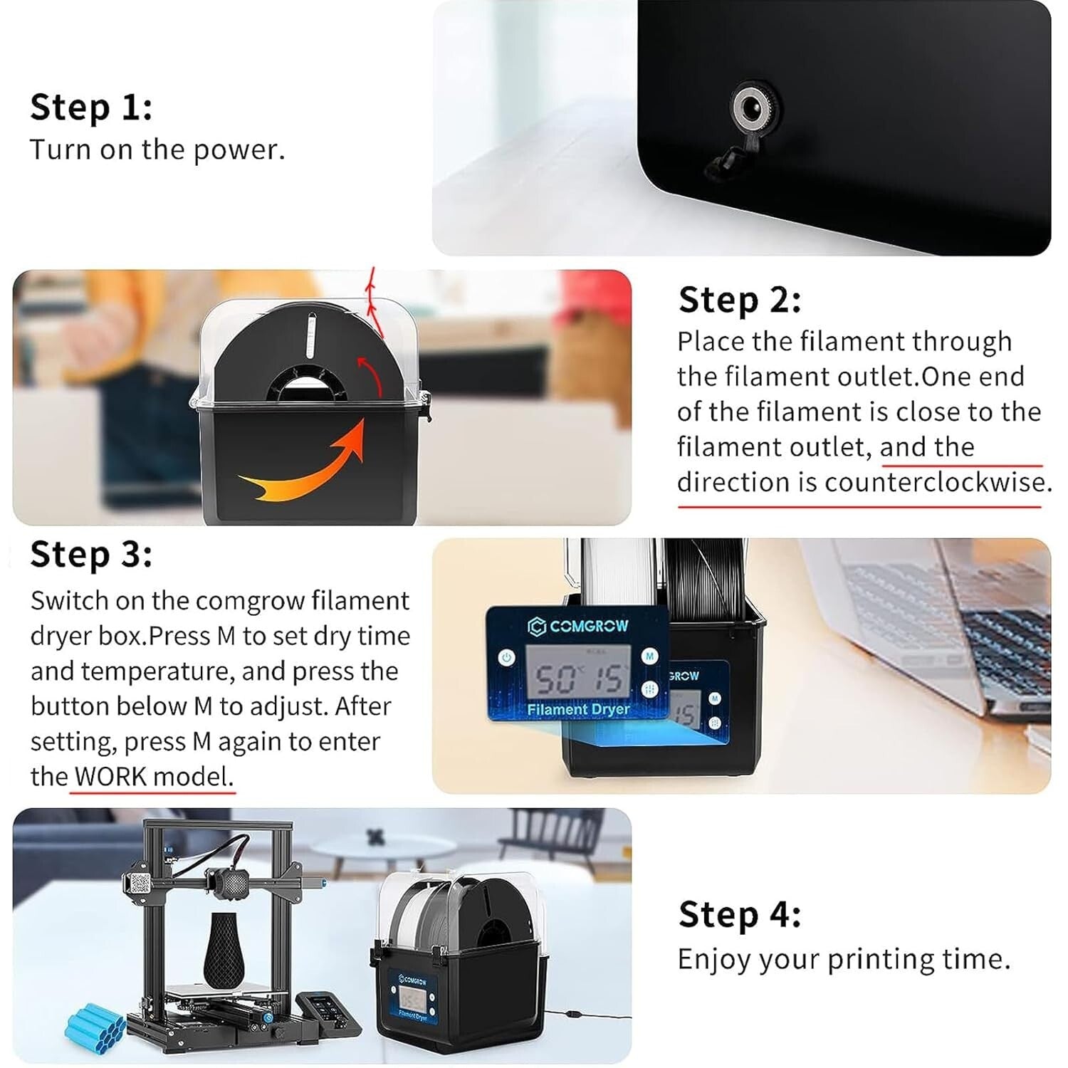 Compact 3D Printer Filament Dryer - Safe Storage for Optimal Prints