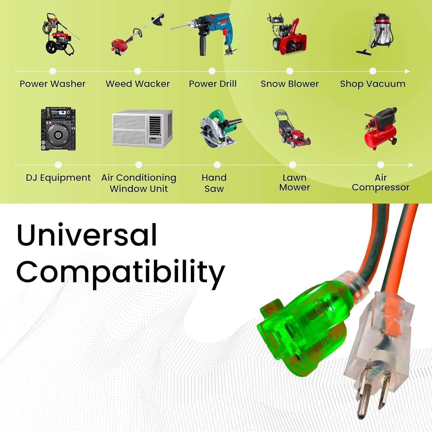 Moisture Resistant 100ft Extension Cord with Lighted End – Perfect for Outdoors