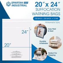 Load image into Gallery viewer, 200 Count 20" x 24" Clear Poly Bags with Suffocation Warning for Safe Packaging