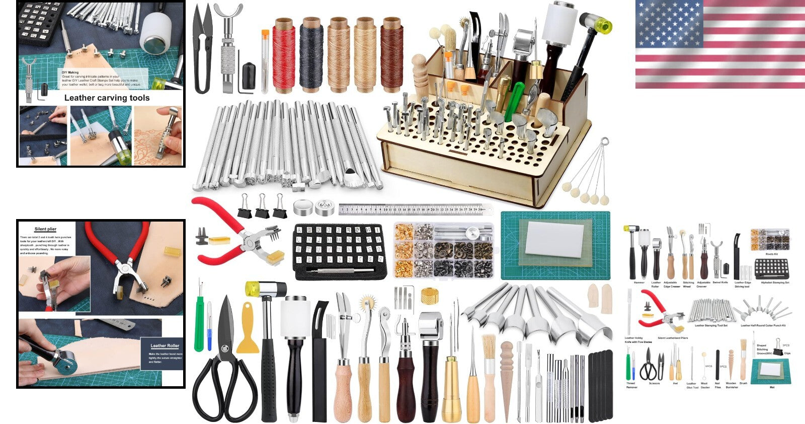 Leather Craft Stamping & Repair Tools Kit - 447 Pieces for Creative Leatherwork