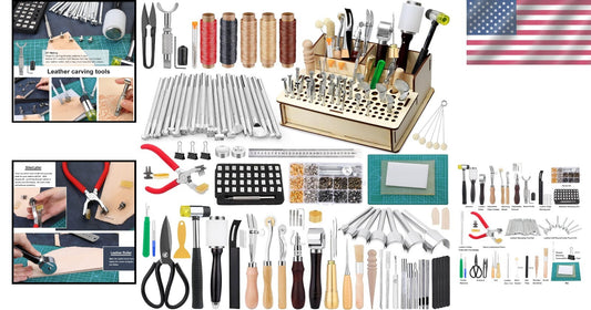 Leather Craft Stamping & Repair Tools Kit - 447 Pieces for Creative Leatherwork