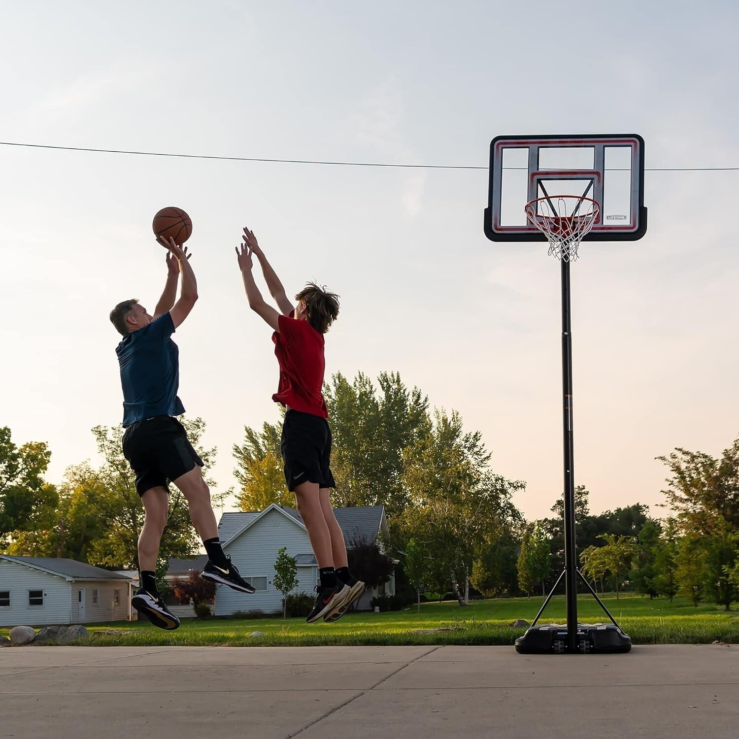 Adjustable Shatterproof Portable Basketball Hoop - 44" Backboard, Freestanding